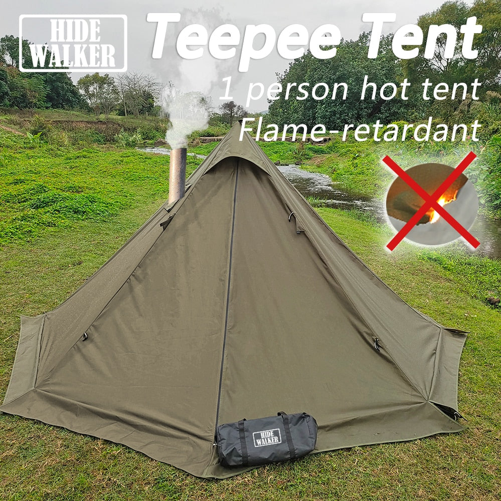 Flame-retardant Pyramid Hot Tent Outdoor Camping Waterproof Teepee
