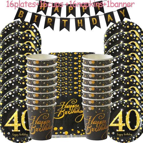 30 40 50 60 Years Anniversary Party Disposable Tableware set Happy