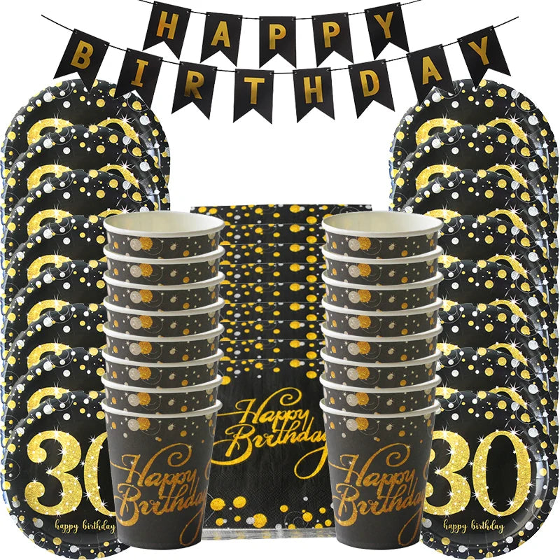 30 40 50 60 Years Anniversary Party Disposable Tableware set Happy