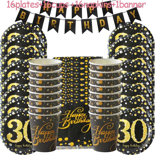 30 40 50 60 Years Anniversary Party Disposable Tableware set Happy