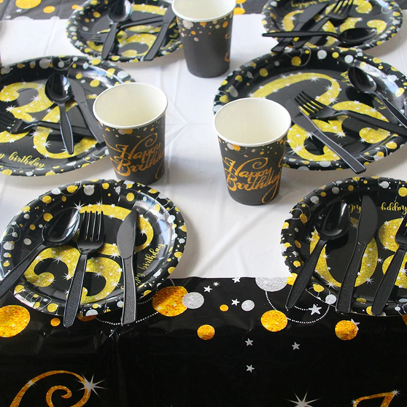 30 40 50 60 Years Anniversary Party Disposable Tableware set Happy