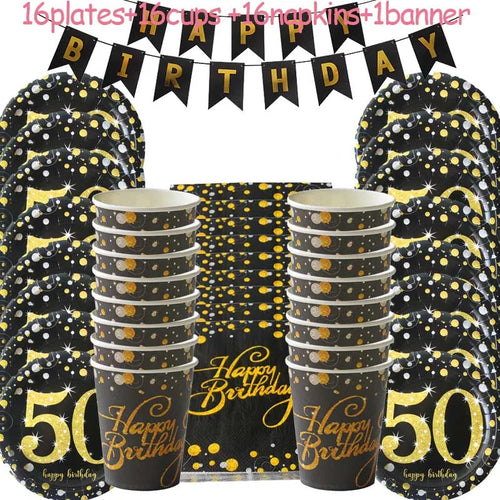 30 40 50 60 Years Anniversary Party Disposable Tableware set Happy