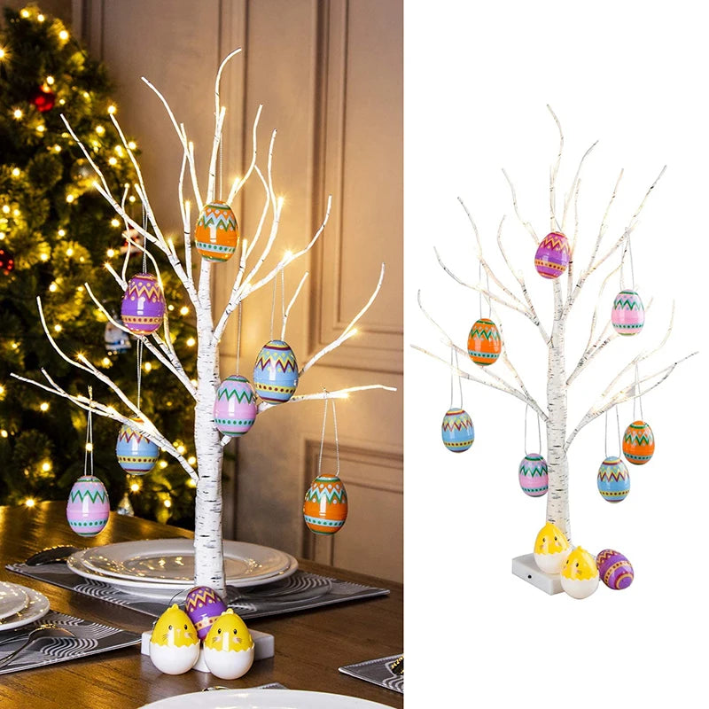 Easter Decoration Led Birch Light Tree Tabletop Ornament Tree Happy