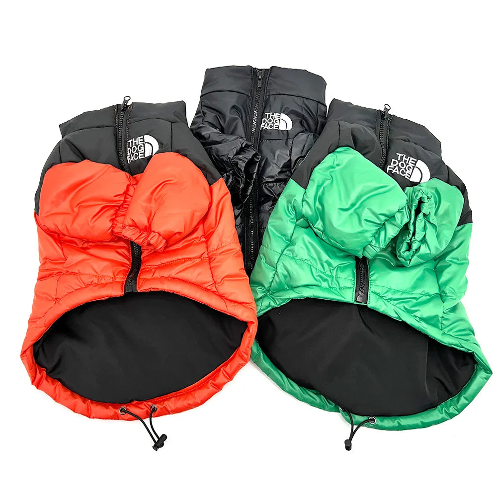 Dog Face Puffer Jacket, Pet Clothes, Puppy Warm Hoodies, Weatherproof