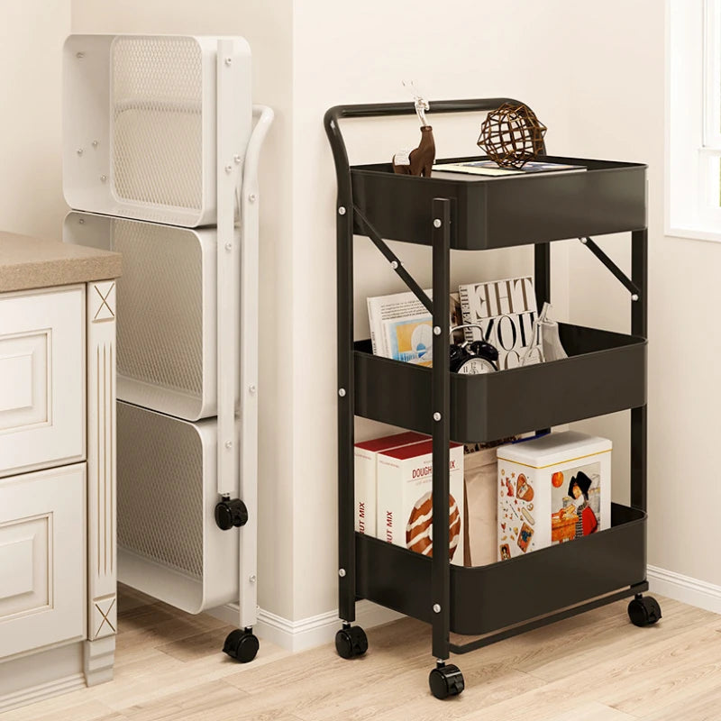 Household Folding Trolley Storage Rack Multifunction Multi-Layer