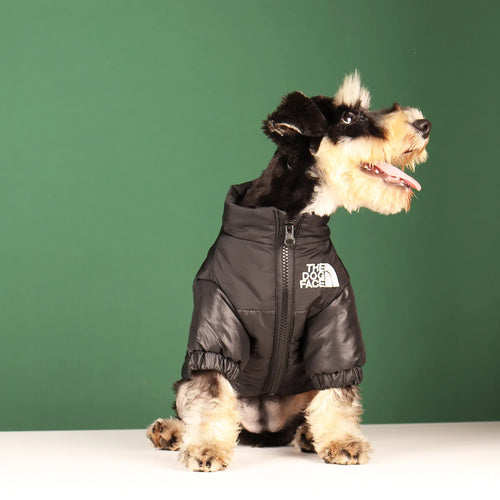 Dog Face Puffer Jacket, Pet Clothes, Puppy Warm Hoodies, Weatherproof