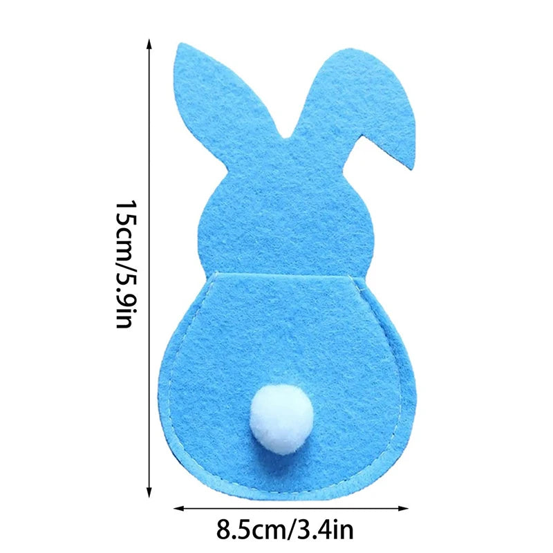 4Pcs Easter Bunny Cutlery Knife Fork Cover Table Cutlery Holder Bags