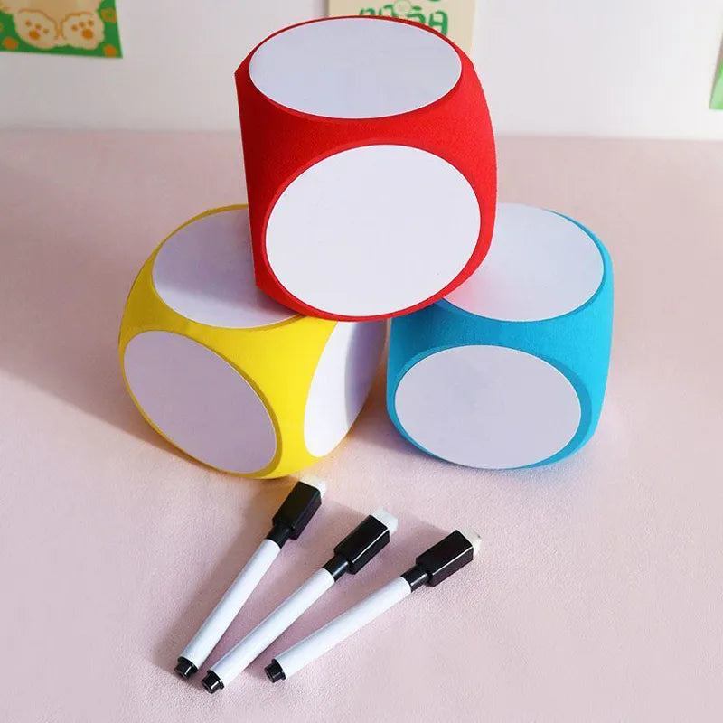DIY Blank Dice Write On/Wipe Off Dice Portable Cleanable Blank Game