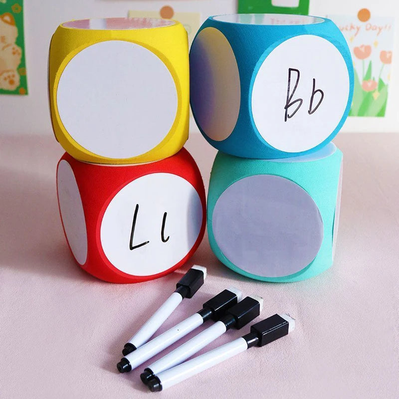 DIY Blank Dice Write On/Wipe Off Dice Portable Cleanable Blank Game