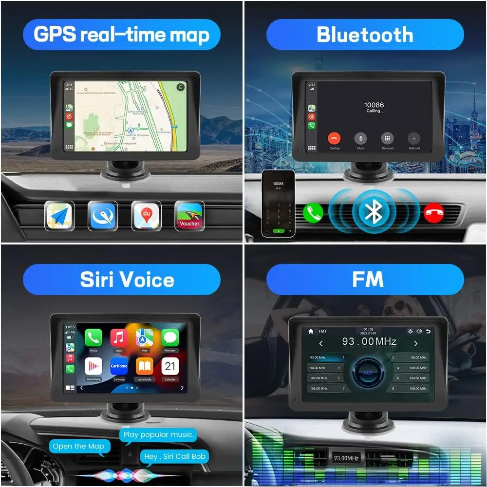 Portable 7 Inch Car Radio Multimedia Video Player Wireless Carplay
