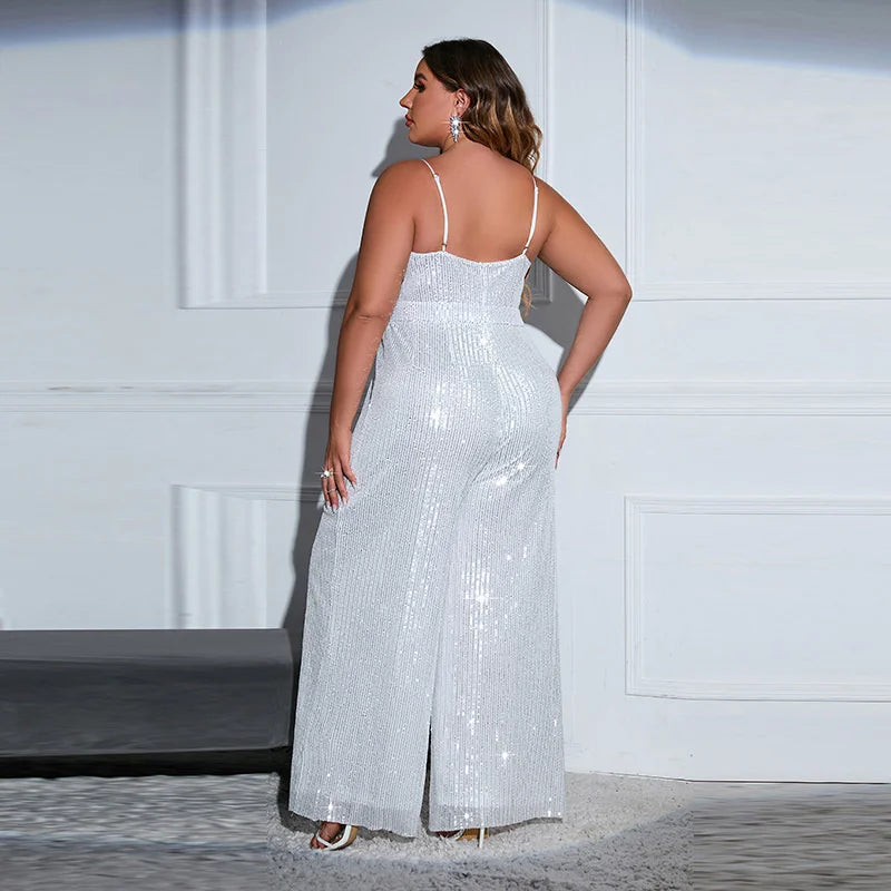 Plus Size Women Jumpsuits 2022 New Sleeveless Backless Solid Color