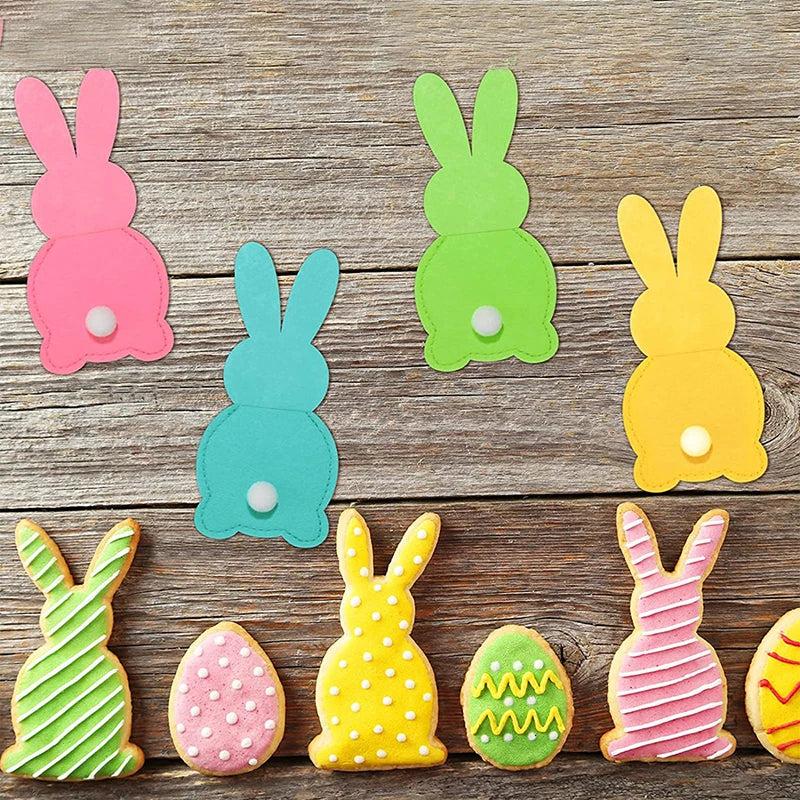 4Pcs Easter Bunny Cutlery Knife Fork Cover Table Cutlery Holder Bags