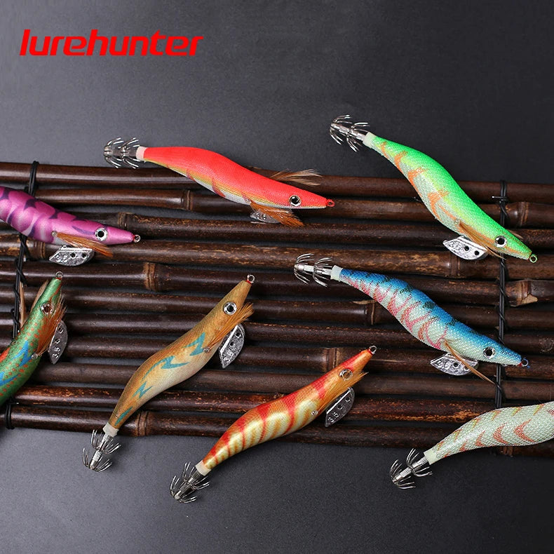 10PCS with Shrimp Bag 3D Printing 2.5 3.0 3.5 Hook Luminous Squid Jig