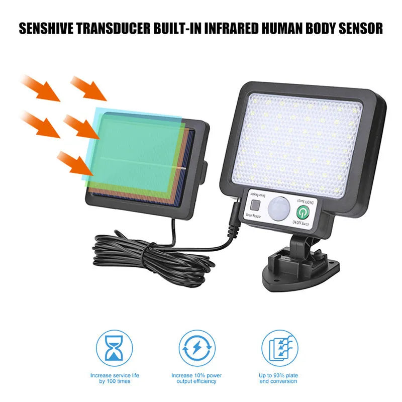 LED Solar Split Wall Lamp 3 Mode Waterproof Motion Sensor Lamps Garden