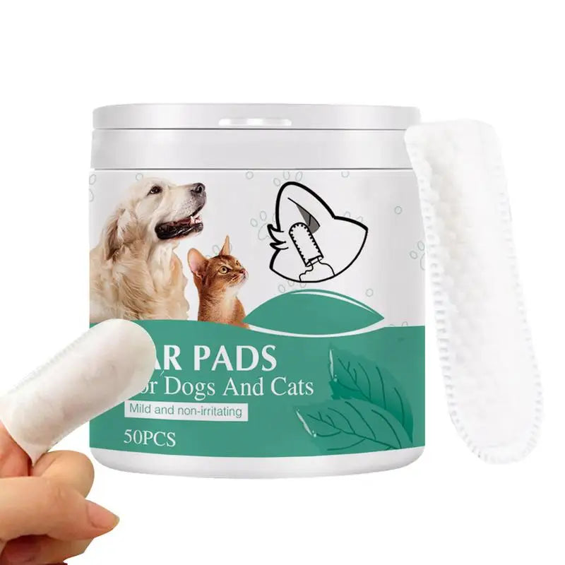 50pcs Ear Wipes For Dogs Pet Ear Cleaning Finger Cots Dogs Ear Wax
