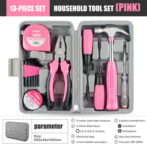 hand tool set Household Tools Set Pink Tool Box Set Home Small Kit All