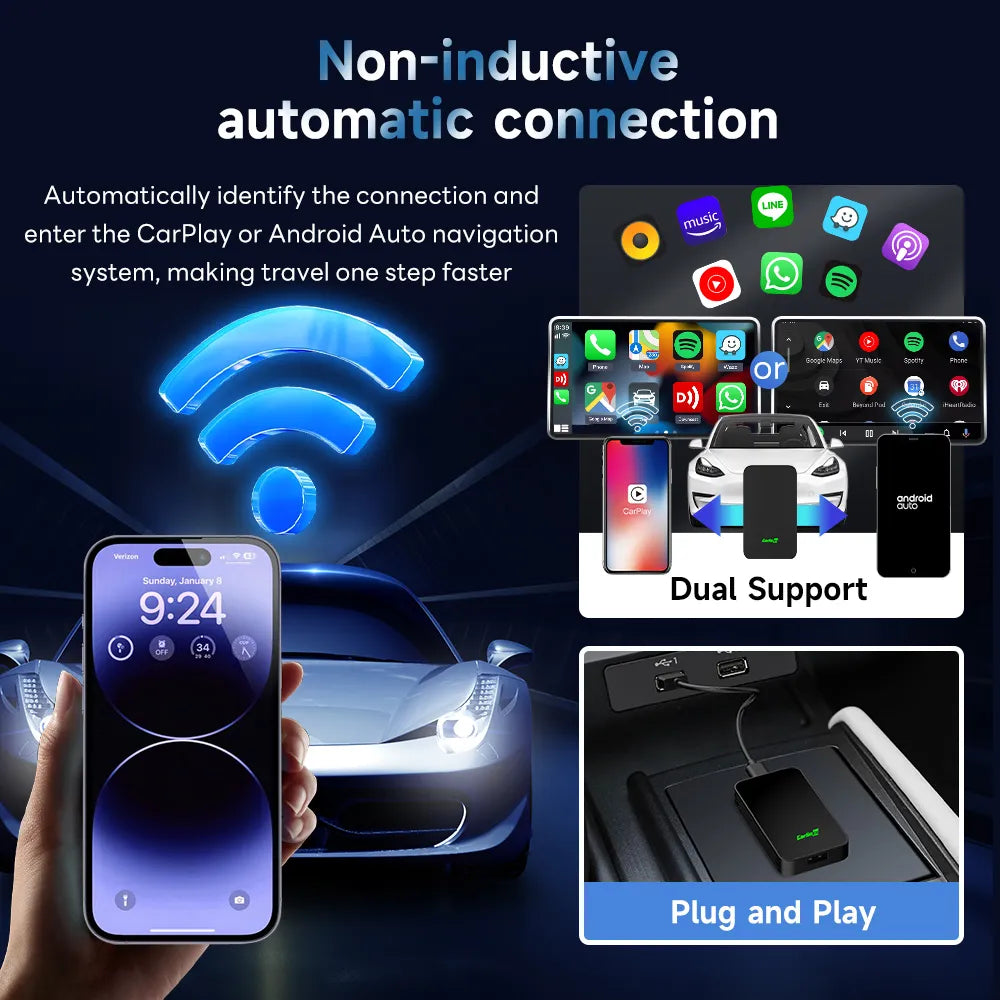 2air CarlinKit 5.0 Wireless Apple CarPlay Wireless Android Auto Box