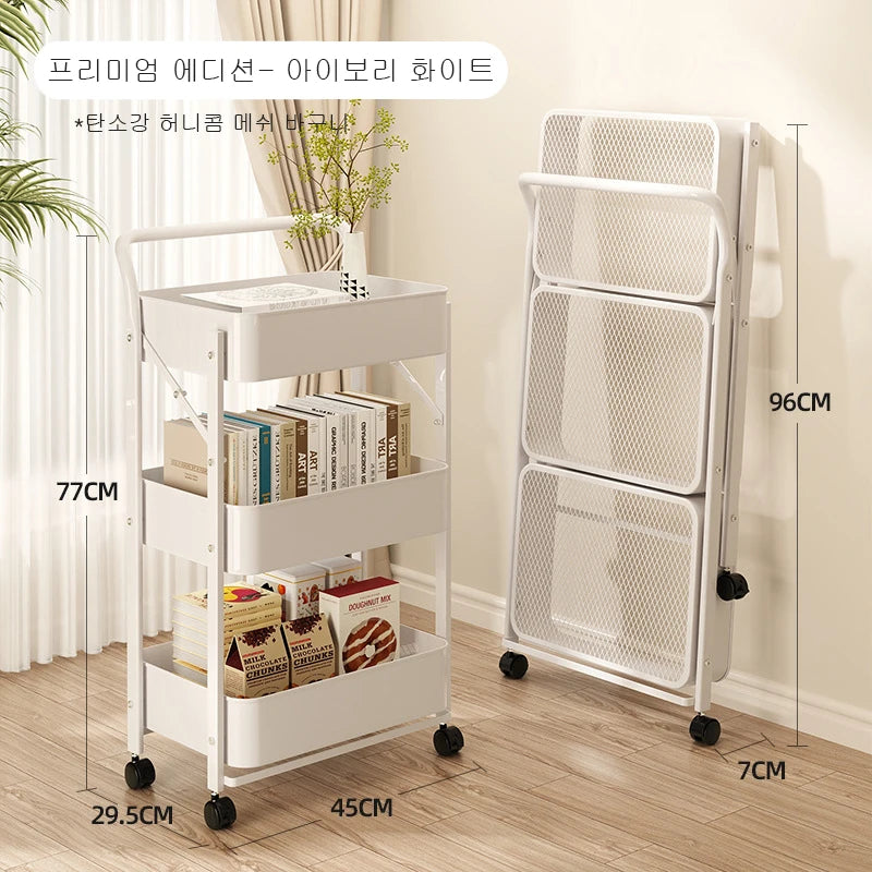 Household Folding Trolley Storage Rack Multifunction Multi-Layer
