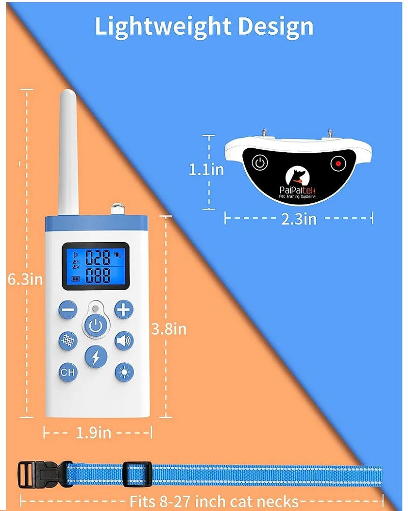 PaiPaitek Cat Training Collar,Cat Shock Collar with Remote ,Cat Stop