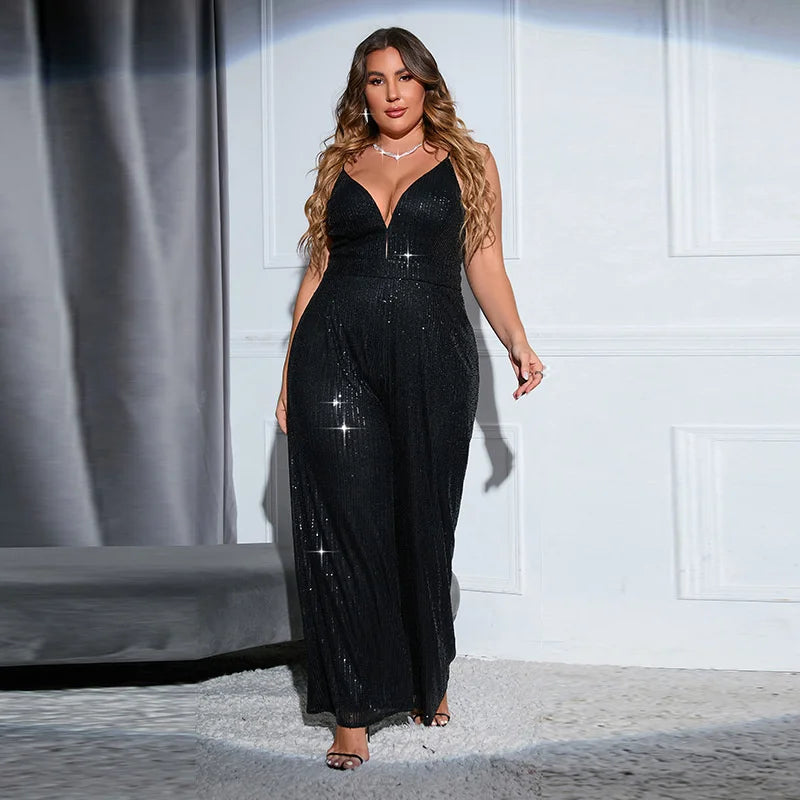 Plus Size Women Jumpsuits 2022 New Sleeveless Backless Solid Color