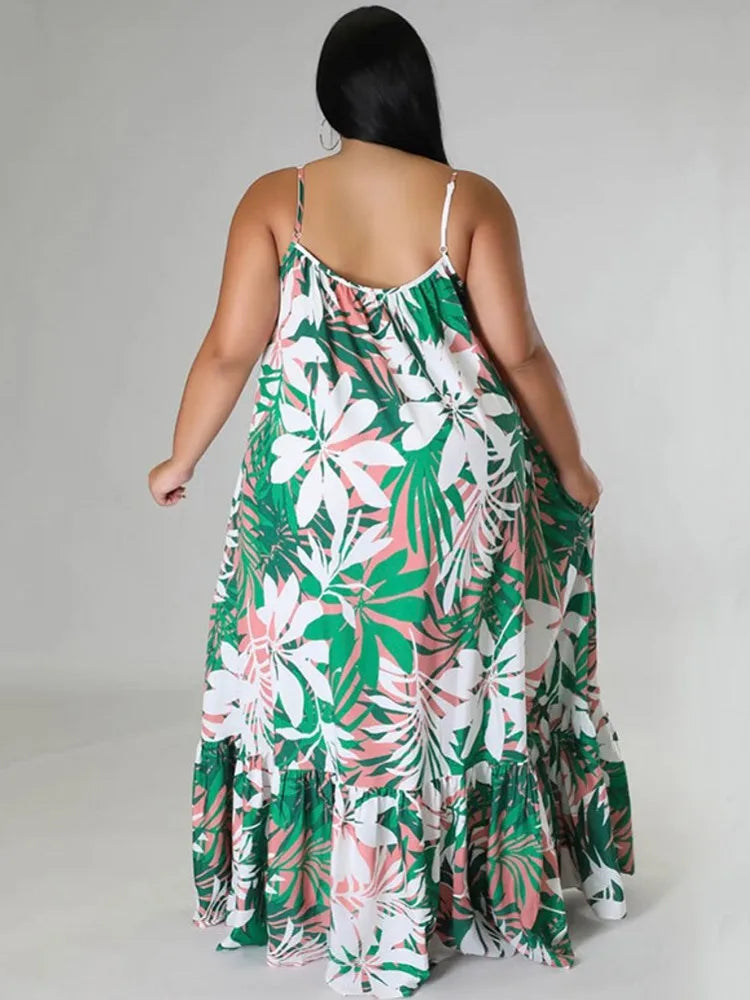 5XL 4XL Plus Size Clothes Dresses Women Cascading Ruffle Robes Summer