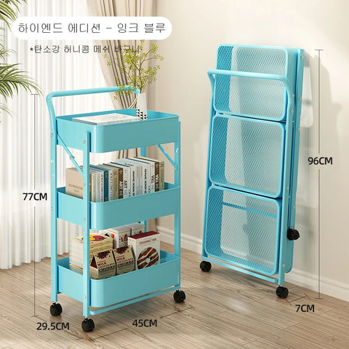 Household Folding Trolley Storage Rack Multifunction Multi-Layer