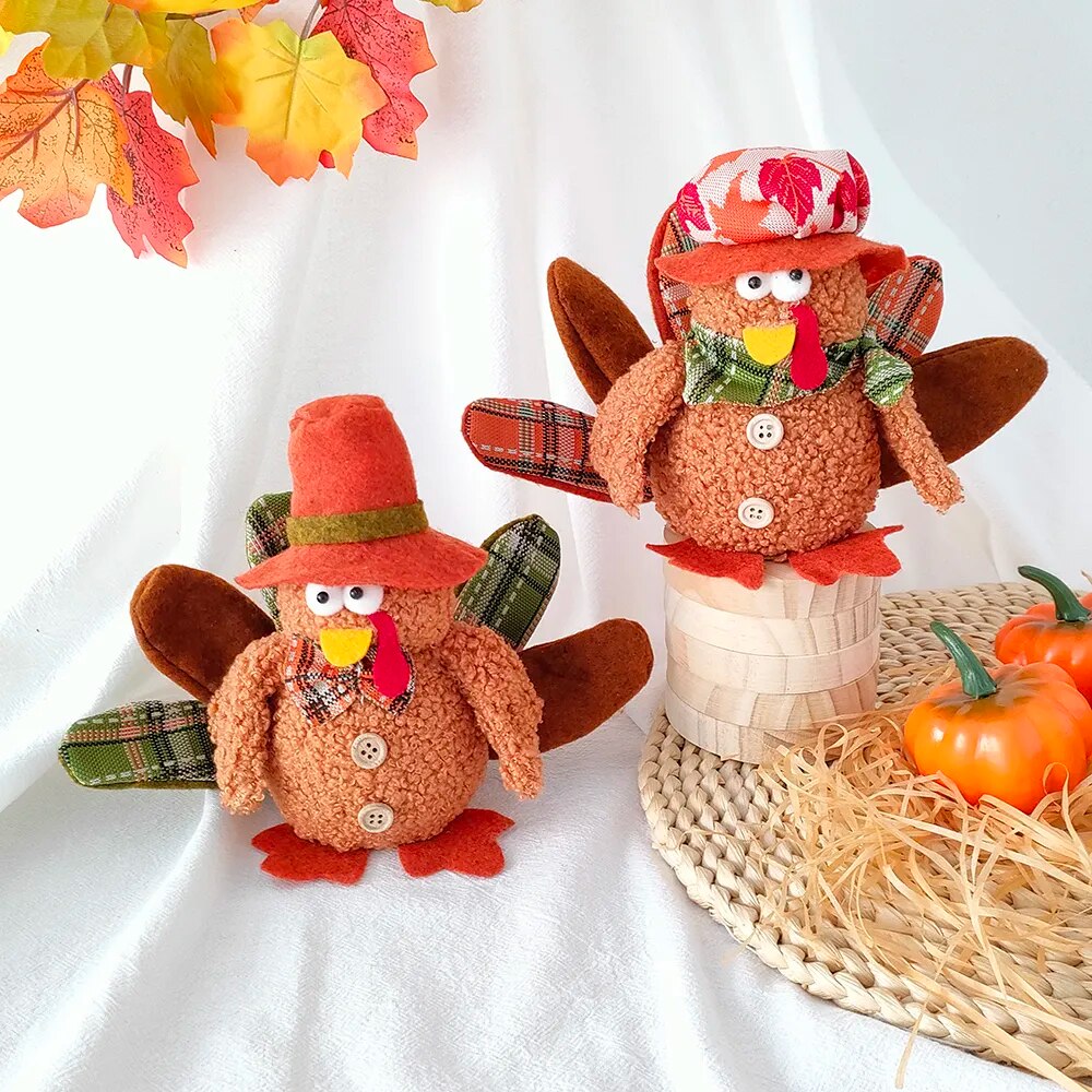 Autumn Harvest Turkey Plush Dolls with LED Light Thanksgiving Day