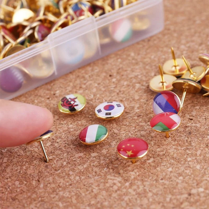 194 Pack Multifunctional National Flag Thumb Nails Push Pins for