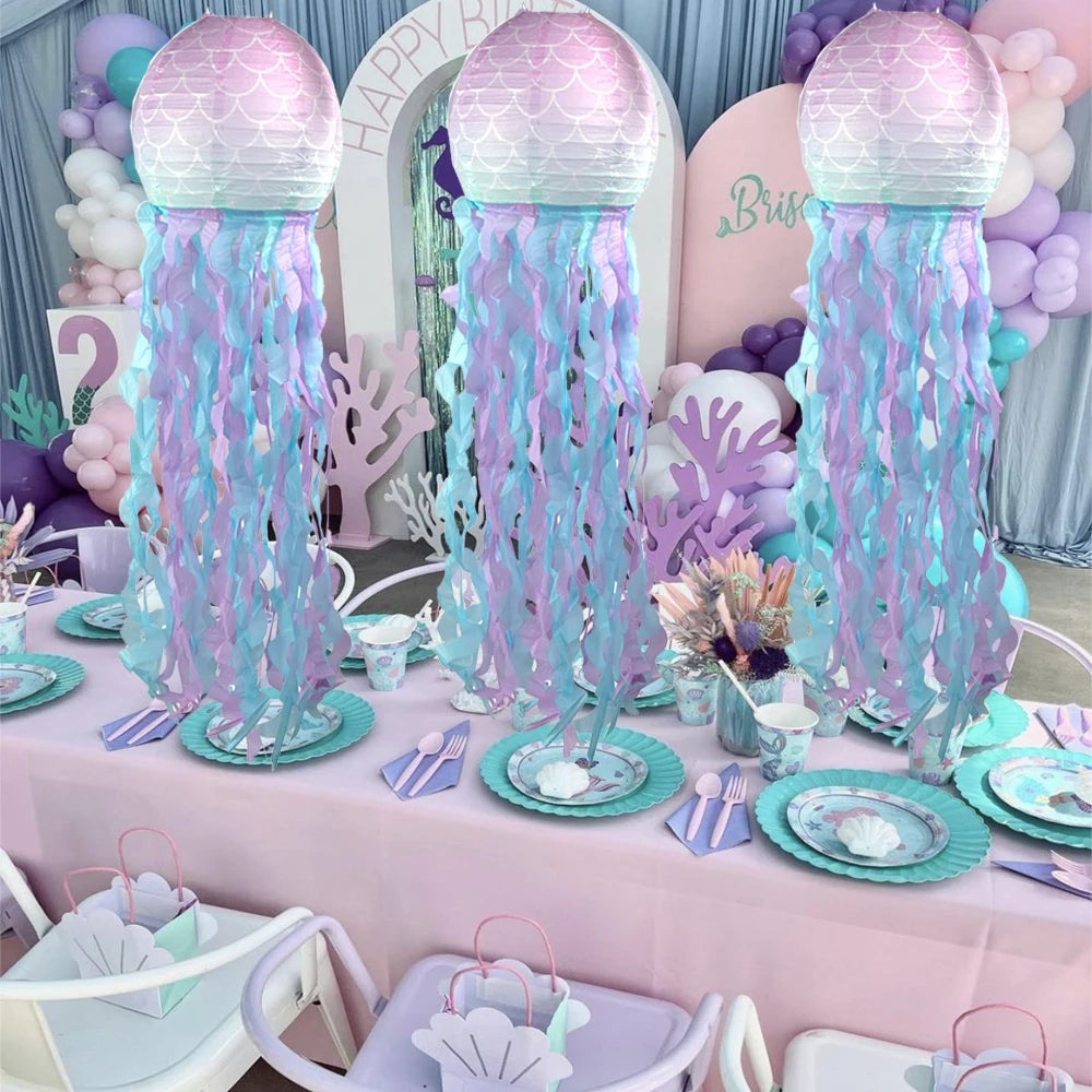 Mermaid Jellyfish Paper Lantern plate cup banner Little Mermaid theme
