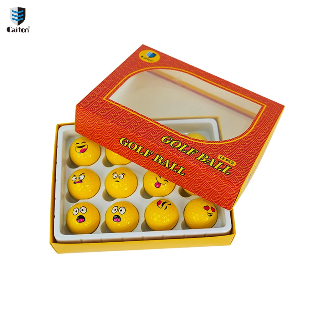 Caiton 12 Pcs Double Layer Graffiti Creative Golf Ball Set, Soft Low