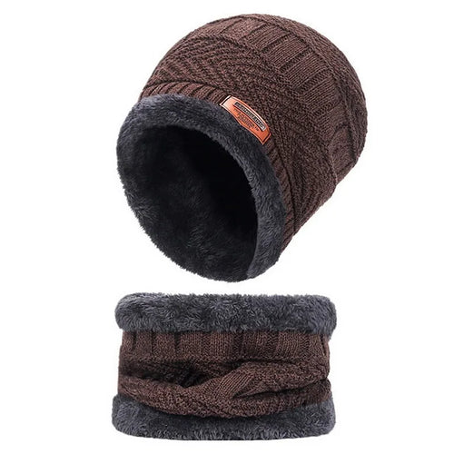 3 IN 1 Winter Knit Beanie Hat with Scarves And Touch Screen Gloves for