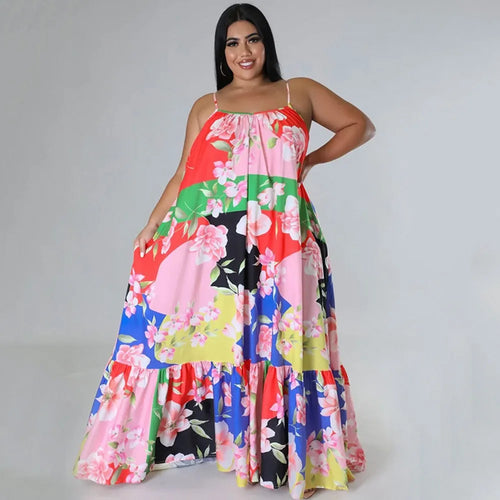 5XL 4XL Plus Size Clothes Dresses Women Cascading Ruffle Robes Summer