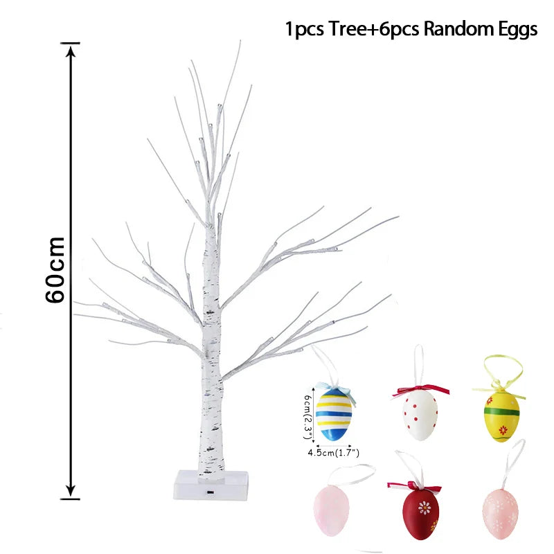 Easter Decoration Led Birch Light Tree Tabletop Ornament Tree Happy