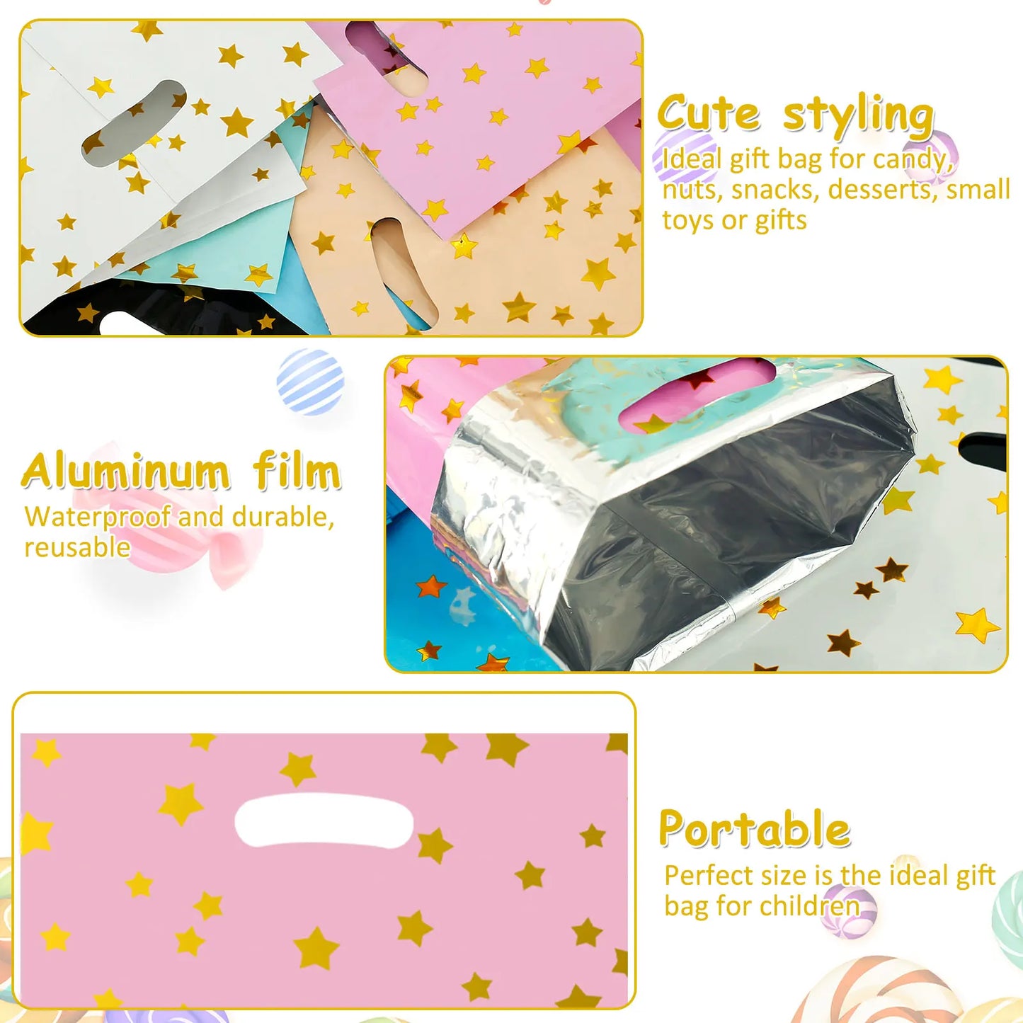 60Pcs Pure Color Small Five-pointed Star Party Decoration Aluminum
