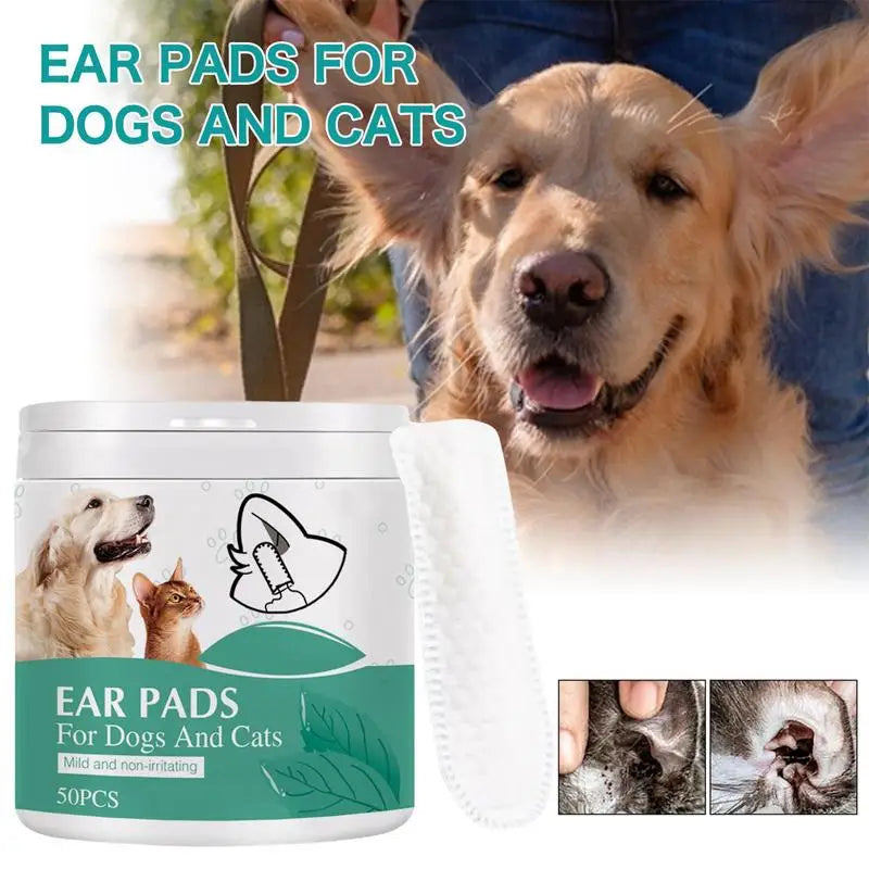 50pcs Ear Wipes For Dogs Pet Ear Cleaning Finger Cots Dogs Ear Wax