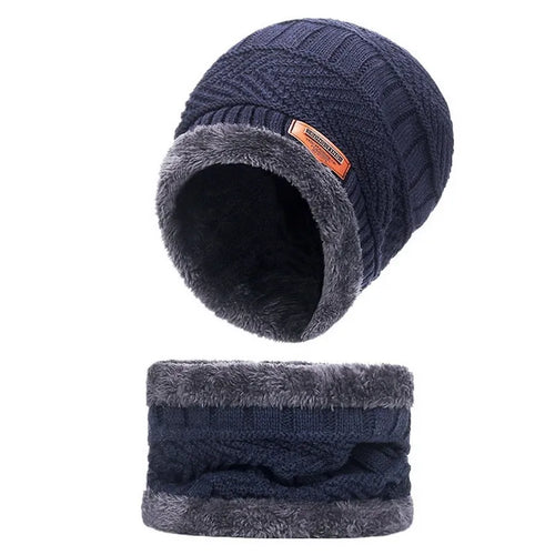3 IN 1 Winter Knit Beanie Hat with Scarves And Touch Screen Gloves for