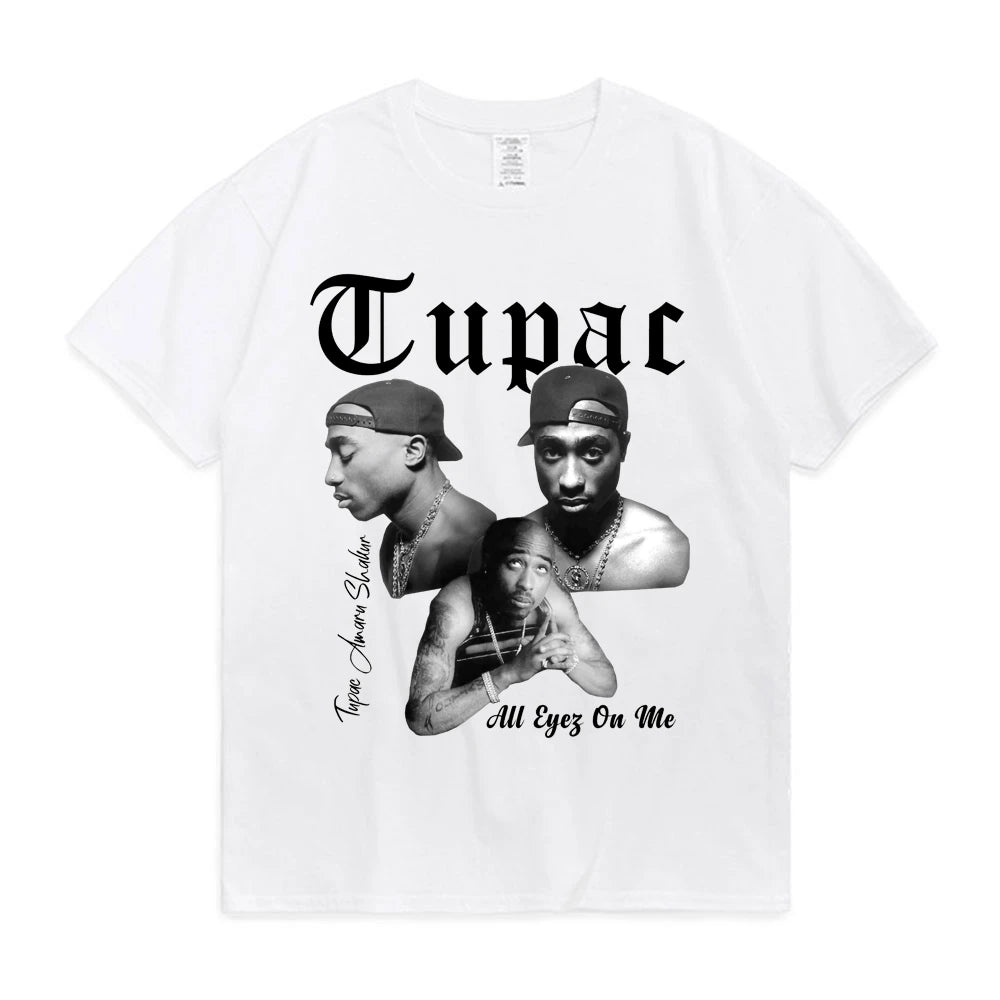 Two PAC Band Cotton T-shirts Women Ladies Harajuku Print Casual Short