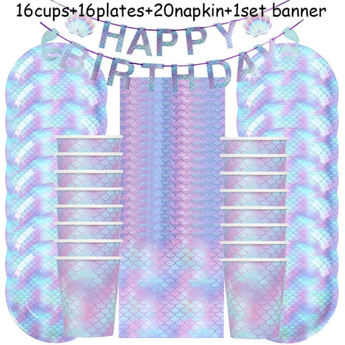 Mermaid Jellyfish Paper Lantern plate cup banner Little Mermaid theme