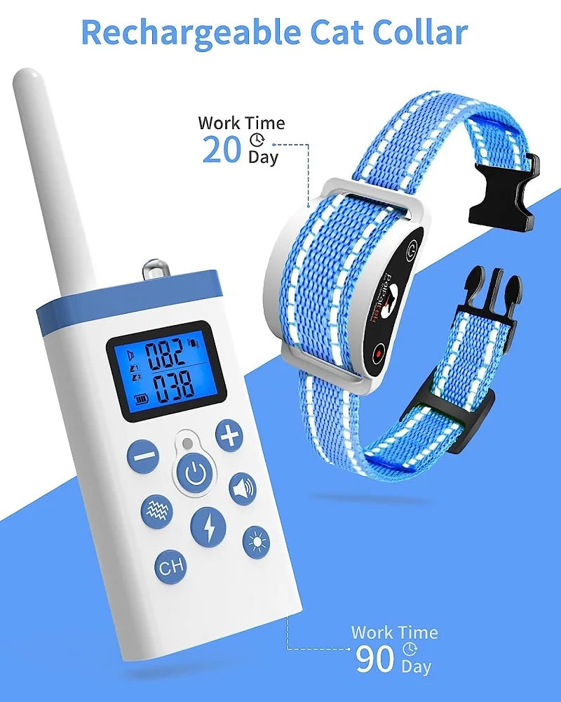 PaiPaitek Cat Training Collar,Cat Shock Collar with Remote ,Cat Stop