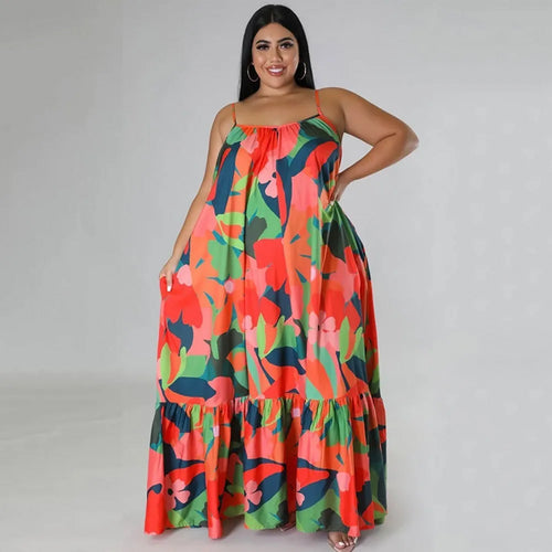 5XL 4XL Plus Size Clothes Dresses Women Cascading Ruffle Robes Summer