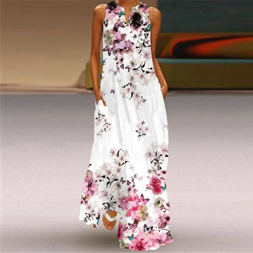 2023 New Plus Size Women Dress Autumn Winter Floral Printed Maxi