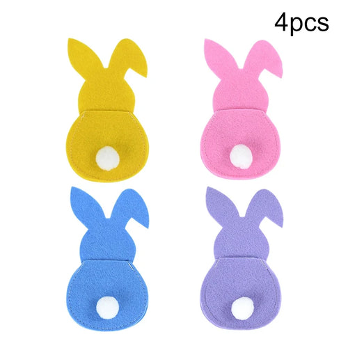4Pcs Easter Bunny Cutlery Knife Fork Cover Table Cutlery Holder Bags