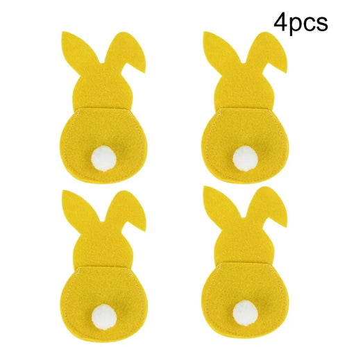4Pcs Easter Bunny Cutlery Knife Fork Cover Table Cutlery Holder Bags