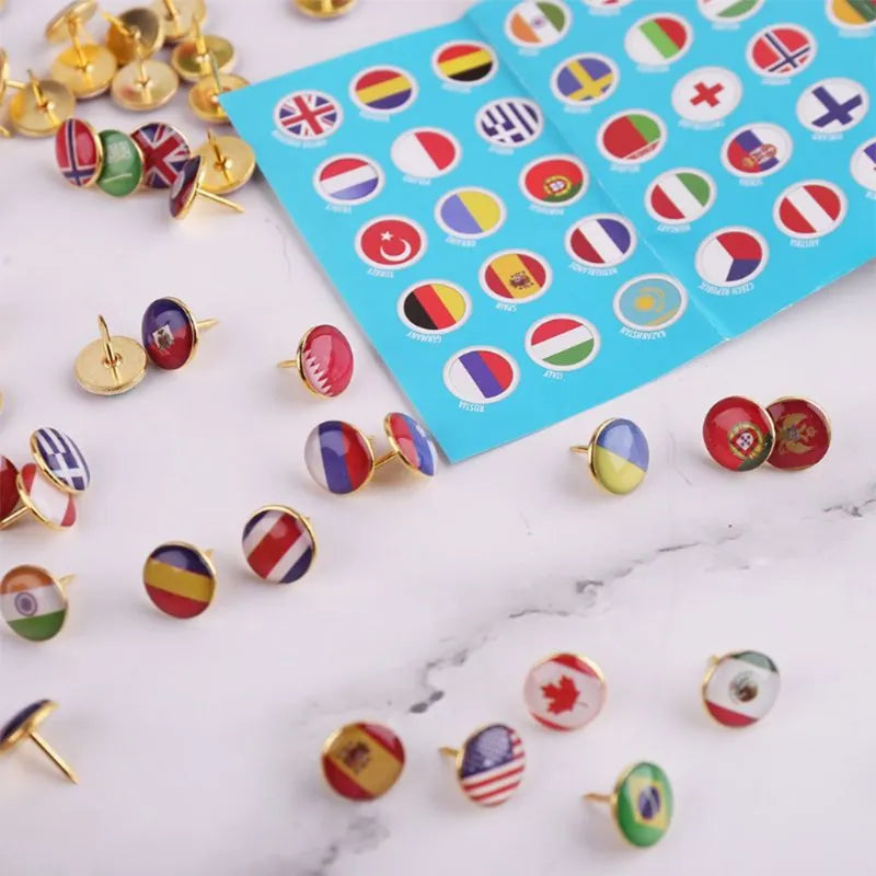 194 Pack Multifunctional National Flag Thumb Nails Push Pins for