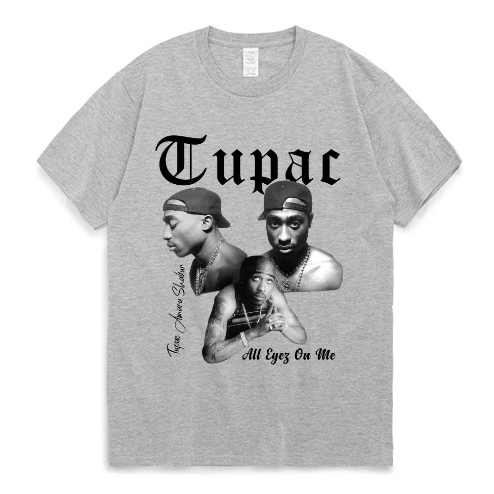 Two PAC Band Cotton T-shirts Women Ladies Harajuku Print Casual Short