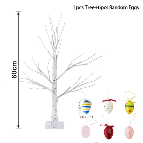 Easter Decoration Led Birch Light Tree Tabletop Ornament Tree Happy