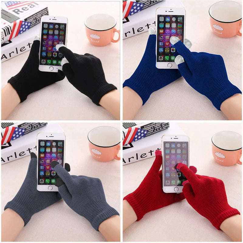 3 IN 1 Winter Knit Beanie Hat with Scarves And Touch Screen Gloves for