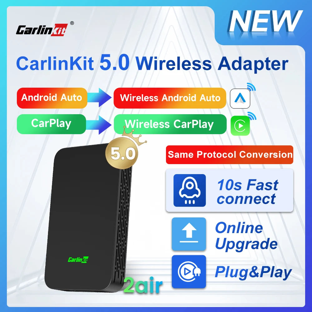 2air CarlinKit 5.0 Wireless Apple CarPlay Wireless Android Auto Box