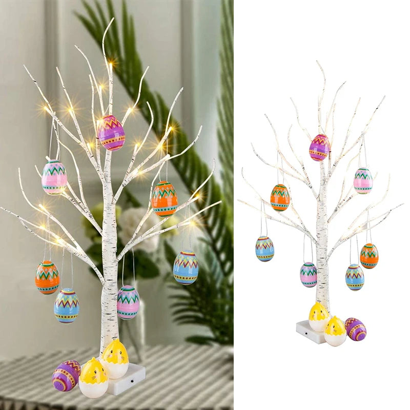 Easter Decoration Led Birch Light Tree Tabletop Ornament Tree Happy
