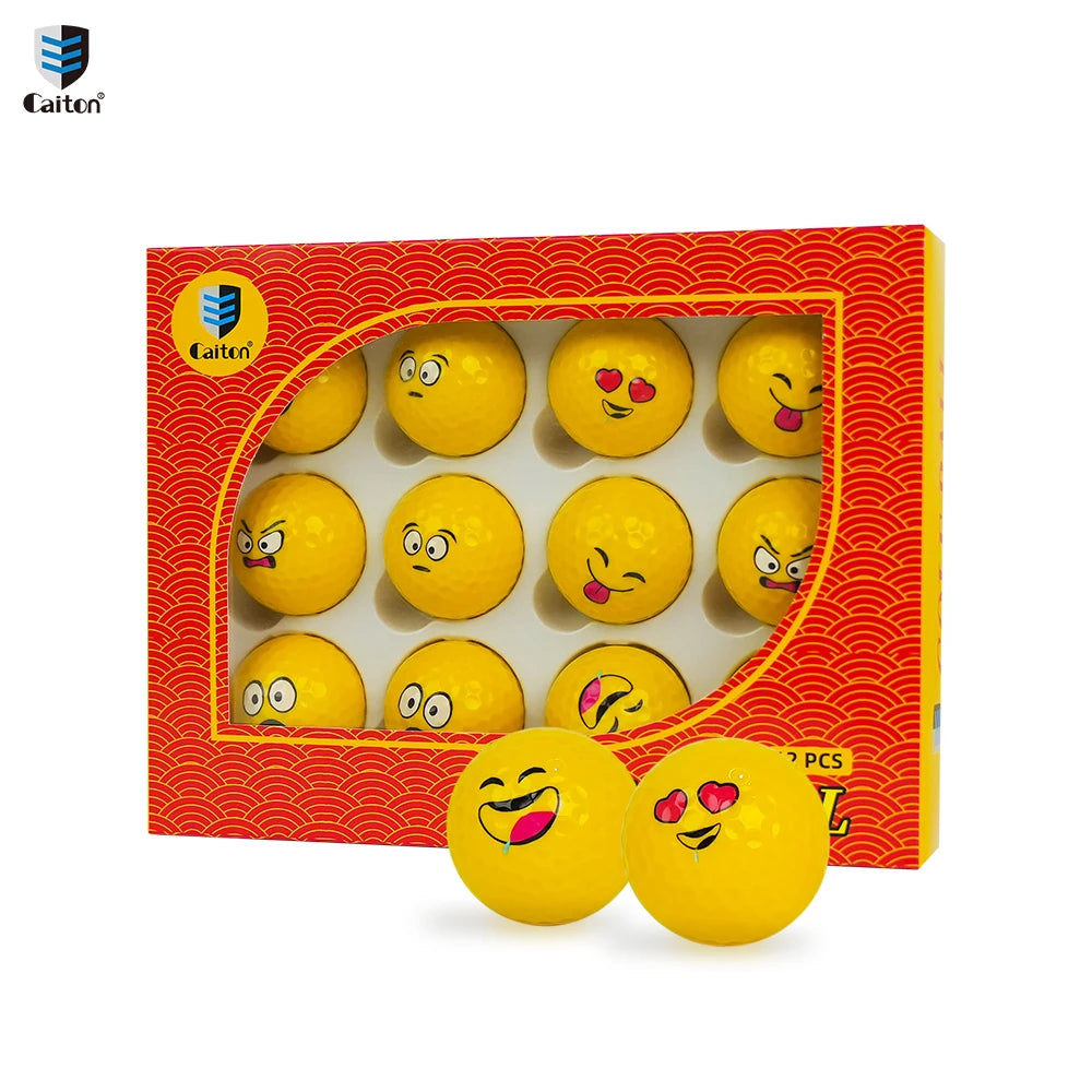 Caiton 12 Pcs Double Layer Graffiti Creative Golf Ball Set, Soft Low